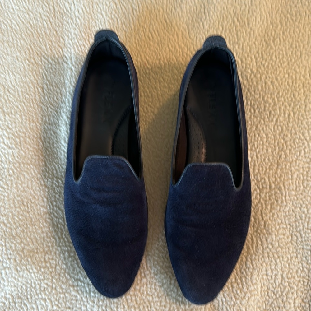 Navy Blue Suede Loafers